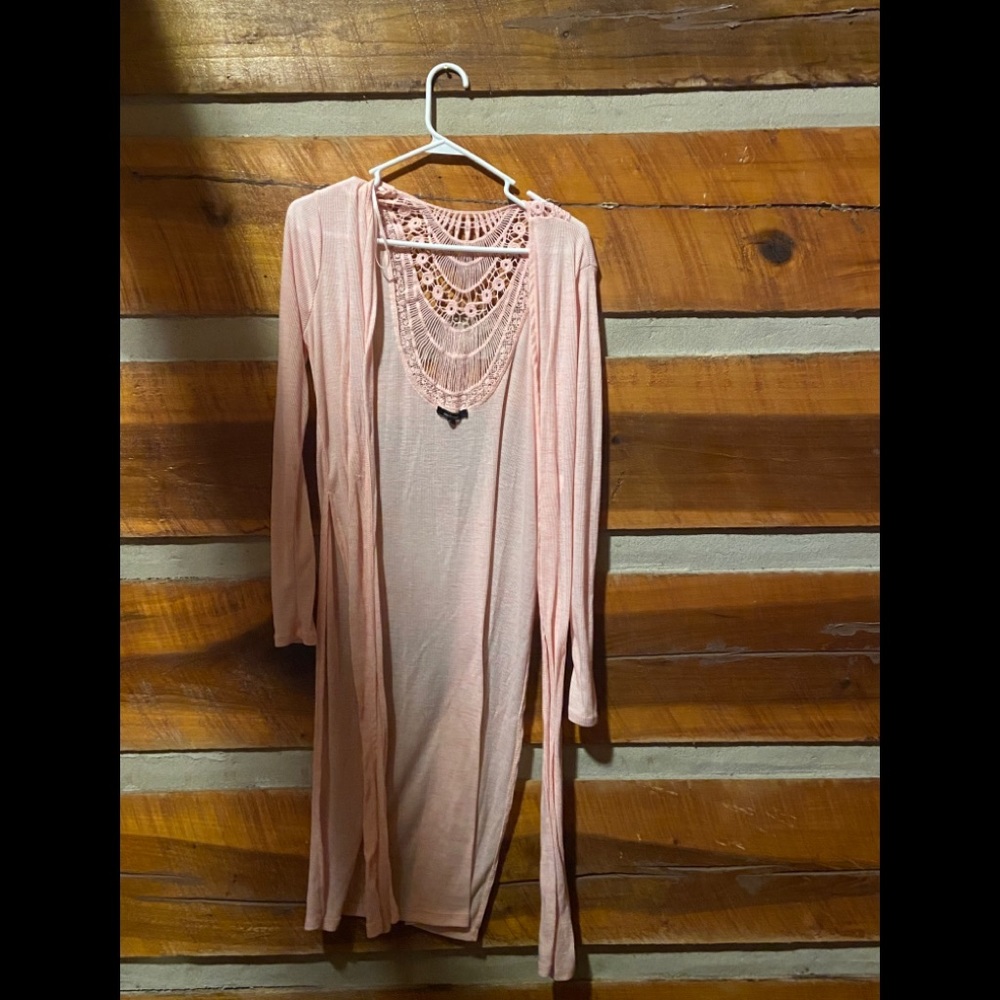 Long pink cardigan